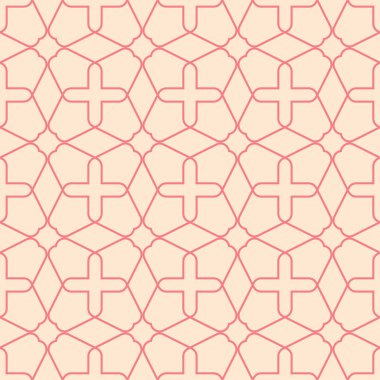 Kırmızı ve bej geometrik süsleme. Web, Tekstil ve duvar kağıtları için seamless modeli