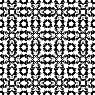 Siyah ve beyaz çiçek süsleme. Tekstil ve duvar kağıtları için seamless modeli