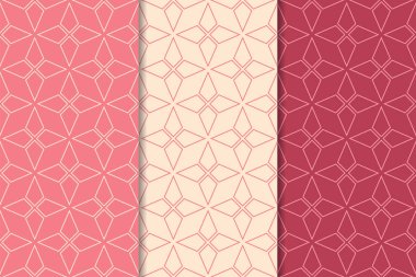 Geometrik süsler kümesi. Web, Tekstil ve duvar kağıtları için kiraz kırmızı Dikişsiz desen