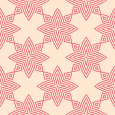 Kırmızı ve bej geometrik süsleme. Web, Tekstil ve duvar kağıtları için seamless modeli