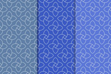 Mavi geometrik süsler. Web, Tekstil ve duvar kağıtları için dikey Dikişsiz desen seti