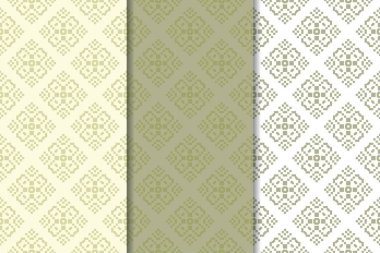 Zeytin yeşili çiçek arka planlar. Tekstil ve duvar kağıtları için dikişsiz desen seti