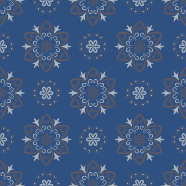 Sorunsuz çiçek desenli. Koyu mavi arka plan duvar kağıtları, Tekstil ve kumaş için çiçek tasarımları ile