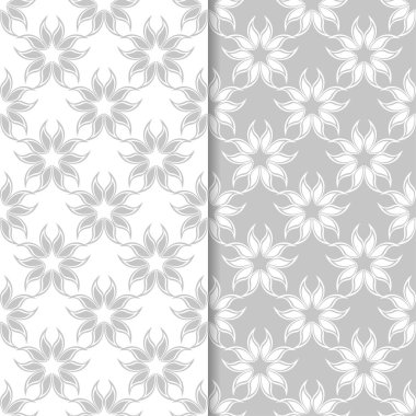 Çiçek gri ve beyaz seamless modeli. Çiçeğe öğeleri için duvar kağıdı arka plan.