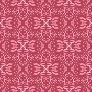 Kırmızı ve soluk pembe geometrik süsleme. Web, Tekstil ve duvar kağıtları için seamless modeli