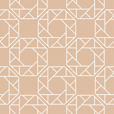 Bej ve beyaz geometrik süsleme. Web, Tekstil ve duvar kağıtları için seamless modeli