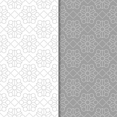 Gri ve beyaz geometrik süsler. Web, Tekstil ve duvar kağıtları için dikişsiz desen seti
