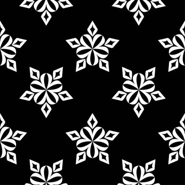 Siyah ve beyaz çiçek süsleme. Tekstil ve duvar kağıtları için seamless modeli