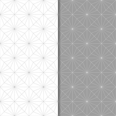 Gri ve beyaz geometrik süsler. Web, Tekstil ve duvar kağıtları için dikişsiz desen seti