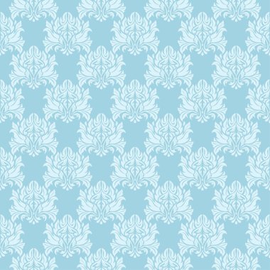 Beyaz ve mavi çiçek desenli. Tekstil ve duvar kağıtları için sorunsuz süsleme