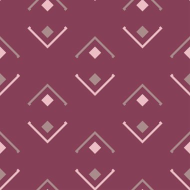 Geometrik öğelerle seamless modeli. Kumaşlar, duvar kağıtları ve Tekstil için koyu kırmızı arka plan