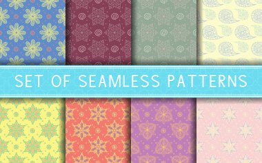 Dikişsiz desen. Renkli çiçek arka plan Tekstil, kumaş veya duvar kağıtları koleksiyonu