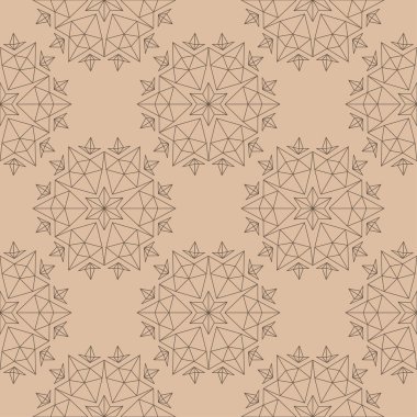 Bej renkli arka plan üzerinde kahverengi çiçek süsleme. Tekstil ve duvar kağıtları için seamless modeli