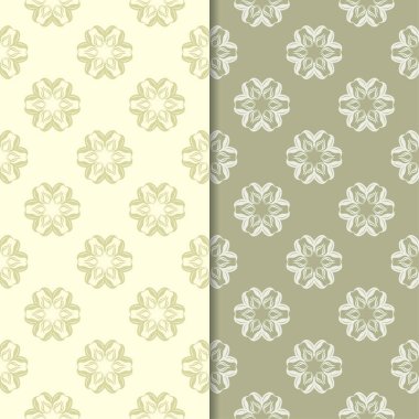 Zeytin yeşili çiçek arka planlar. Tekstil ve duvar kağıtları için dikişsiz desen seti