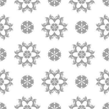 Beyaz arka plan üzerine açık gri çiçek süsleme. Tekstil ve duvar kağıtları için seamless modeli