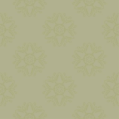 Zeytin yeşili ve gri çiçek süsleme. Tekstil ve duvar kağıtları için seamless modeli
