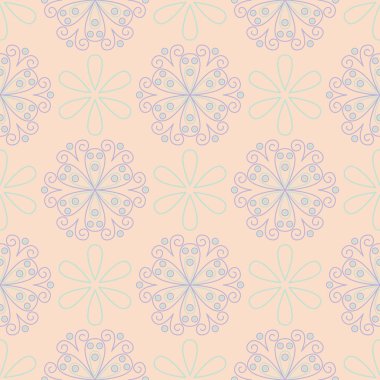 Duvar kağıtları, Tekstil ve kumaş için mor ve mavi tasarımları ile bej çiçek seamless modeli