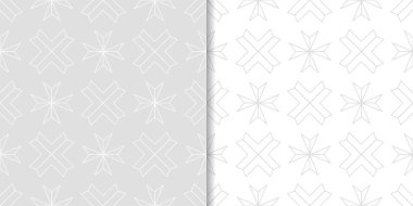 Açık gri geometrik yazdırır. Web, Tekstil ve duvar kağıtları için dikişsiz desen seti