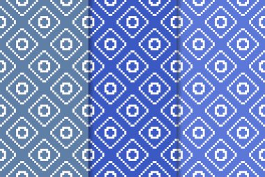 Mavi geometrik süsler. Web, Tekstil ve duvar kağıtları için dikey Dikişsiz desen seti