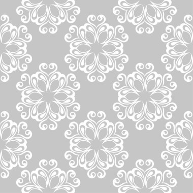 Gri ve beyaz çiçek süsleme. Tekstil ve duvar kağıtları için seamless modeli