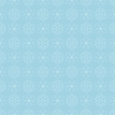 Beyaz ve mavi çiçek süs tasarım. Tekstil ve duvar kağıtları için seamless modeli