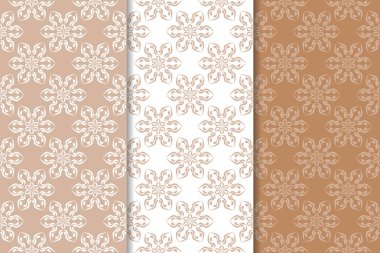 Kahverengi çiçek arka planlar. Tekstil ve duvar kağıtları için dikişsiz desen seti