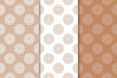 Kahverengi çiçek arka planlar. Tekstil ve duvar kağıtları için dikişsiz desen seti