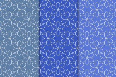 Geometrik süsler kümesi. Web, Tekstil ve duvar kağıtları için mavi dikey Dikişsiz desen