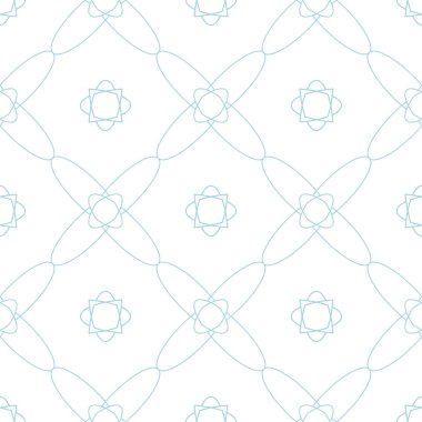 Beyaz ve mavi geometrik süsleme. Web, Tekstil ve duvar kağıtları için seamless modeli
