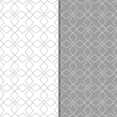 Gri ve beyaz geometrik süsler. Web, Tekstil ve duvar kağıtları için dikişsiz desen seti