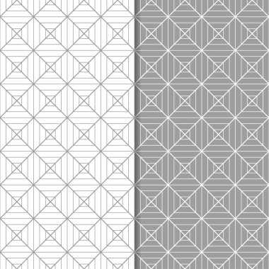 Gri ve beyaz geometrik süsler. Web, Tekstil ve duvar kağıtları için dikişsiz desen seti