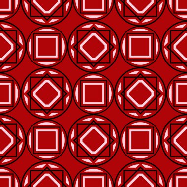 Geometrik tasarım ile Seamless modeli. Duvar kağıtları, Tekstil ve kumaş için siyah kırmızı ve beyaz arka plan.