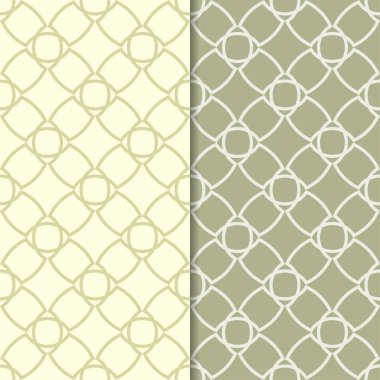 Zeytin yeşili geometrik süsler. Web, Tekstil ve duvar kağıtları için dikişsiz desen seti