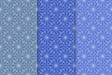 Çiçek süsler kümesi. Mavi dikey Dikişsiz desen. Duvar kağıdı arka plan