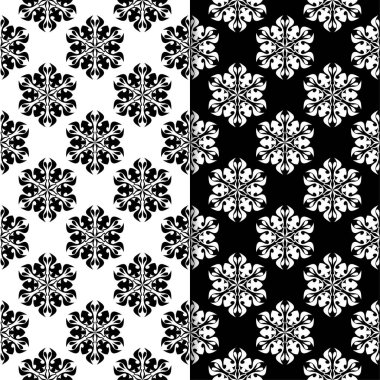 Siyah ve beyaz çiçek arka ayarlayın. Tekstil ve duvar kağıtları için dikişsiz desen