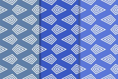 Web, Tekstil ve duvar kağıtları için geometrik Dikişsiz desen mavi seti