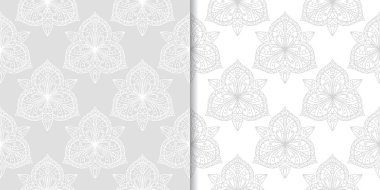 Işık gri çiçek arka planlar. Tekstil ve duvar kağıtları için dikişsiz desen seti