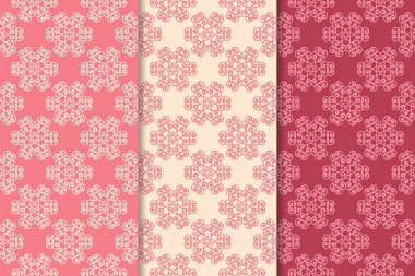 Kırmızı çiçekli süsler kümesi. Kiraz pembe dikey Dikişsiz desen. Duvar kağıdı arka plan