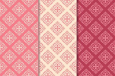 Kırmızı çiçekli süsler kümesi. Kiraz pembe dikey Dikişsiz desen. Duvar kağıdı arka plan