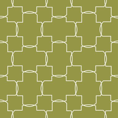 Zeytin yeşili ve beyaz geometrik süsleme. Web, Tekstil ve duvar kağıtları için seamless modeli