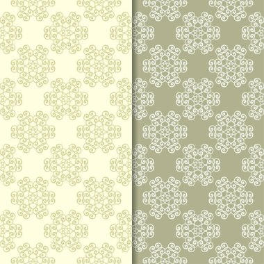 Zeytin yeşili çiçek arka planlar. Tekstil ve duvar kağıtları için dikişsiz desen seti