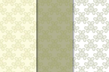 Zeytin yeşili kümesi çiçek süsler. Tekstil ve duvar kağıtları için dikişsiz desen