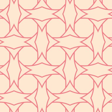 Kırmızı ve bej geometrik süsleme. Web, Tekstil ve duvar kağıtları için seamless modeli