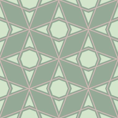 Duvar kağıtları, Tekstil ve kumaş için pembe elemanları ile geometrik yeşil sorunsuz arka plan