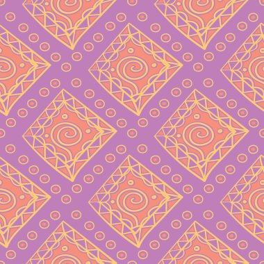 Geometrik sorunsuz arka plan. Bright öğeleri için duvar kağıtları, Tekstil ve kumaş mor arka plan üzerinde renkli