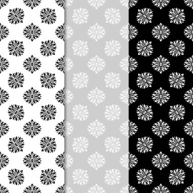 Siyah ve beyaz seamless modeli ile çiçek arka planlar. Duvar kağıtları ve Tekstil için tasarımlar