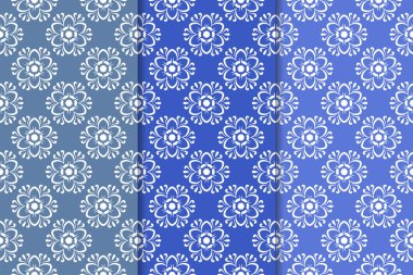 Çiçek desenleri kümesi. Mavi dikey Dikişsiz desen. Duvar kağıdı arka plan