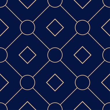 Altın mavi geometrik süsleme. Web, Tekstil ve duvar kağıtları için seamless modeli