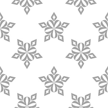 Beyaz ve gri çiçek süsleme. Tekstil ve duvar kağıtları için seamless modeli