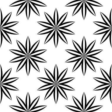 Beyaz arka planda siyah çiçek sorunsuz süsleme. Tekstil ve duvar kağıtları için seamless modeli